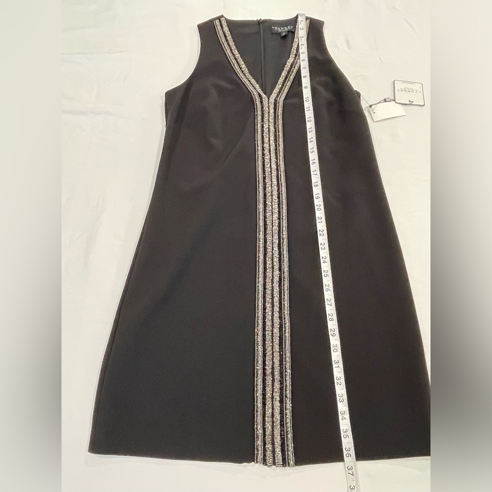 Laundry by Shelli Segal | NWT Sleeveless V-Neck ✨Embellished ✨Black Dress | 8 - Picture 4 of 11